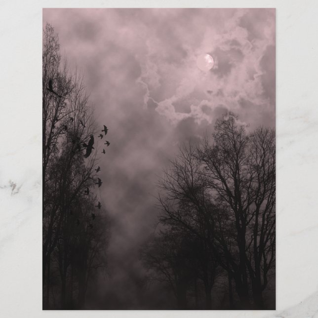 Ciel rouge sang hanté avec des ravens (Devant)