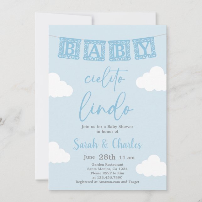 Cielito Lindo Baby shower Invitation garçon (Devant)