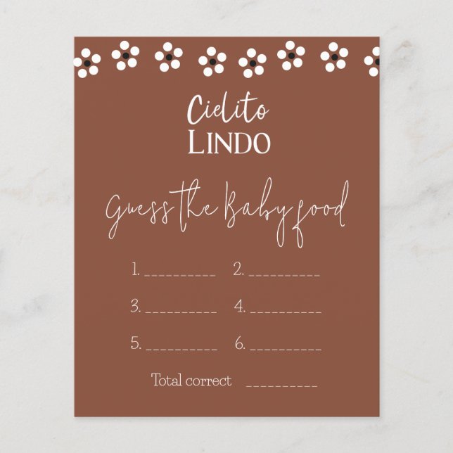 Cielito Lindo Baby shower Mexicain Guiness Game al (Devant)