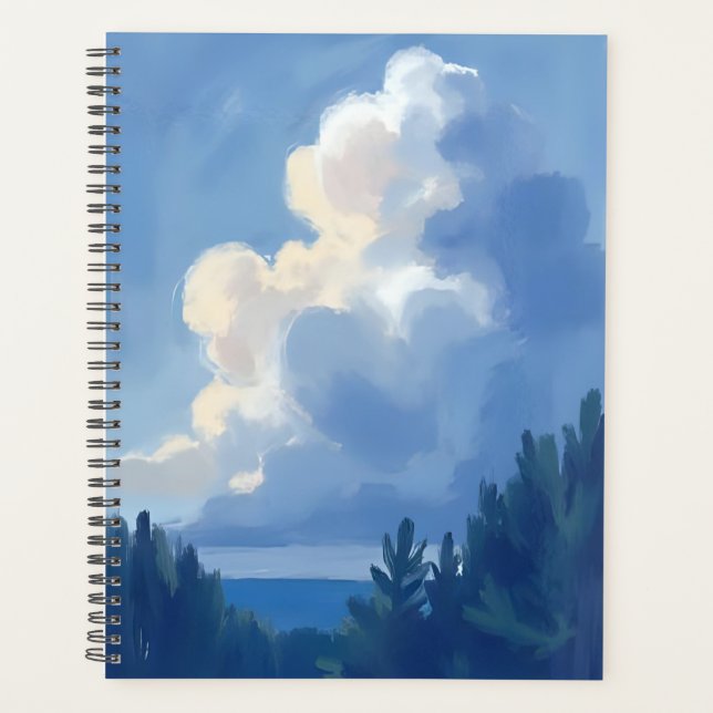 Cieux nuageux | Peinture à l'aquarelle de la forêt (Devant)