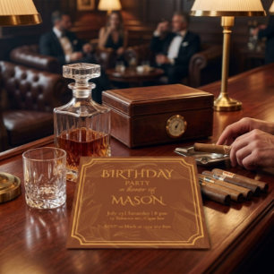 Cigar Bar Thème Bachelor Party Invitation