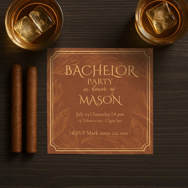 Cigar Bar Thème Bachelor Party Invitation (Créateur téléchargé)