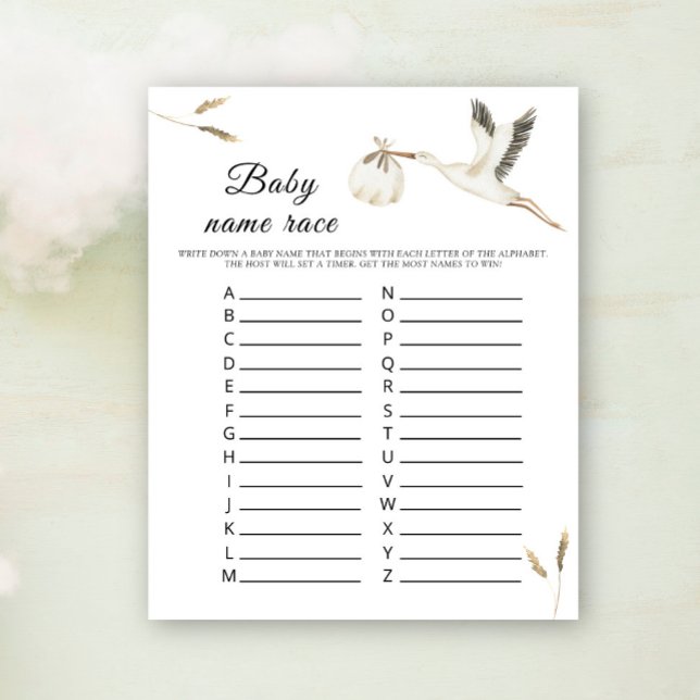 Cigogne baby shower - Jeu de course de noms de béb (Créateur téléchargé)