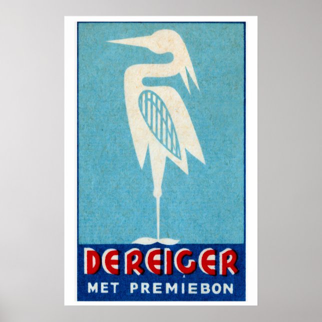 Cigogne blanche - Impression boîte d'allumettes -  (Devant)