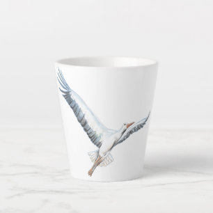 cigogne blanche volante Petite mug en latte