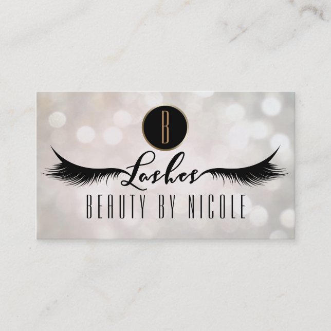 Cils Carte de fidélité client Bokeh Blanc LASHES (Devant)