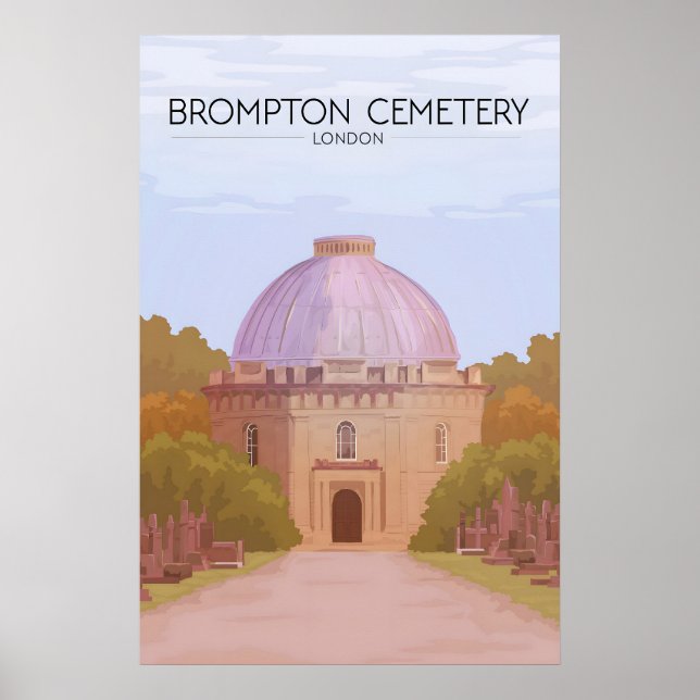 Cimetière Brompton Londres Affiche de voyage (Devant)