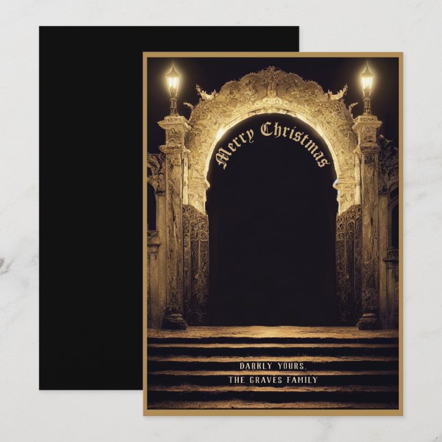 Cimetière gothique Scène Joyeux Noël Carte (Devant / Derrière)