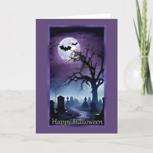 Cimetière sous la pleine lune Carte d'Halloween