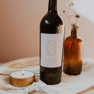 Cimier Botanique Monogramme Mariage Étiquette de v