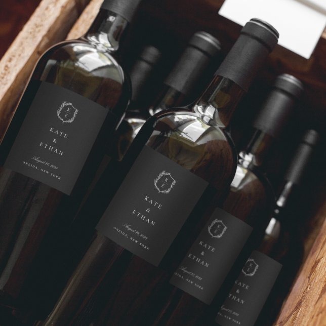 Cimier Botanique Monogramme Mariage Étiquette de v (Créateur téléchargé)