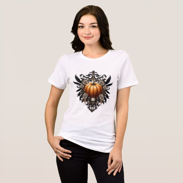 Cimier Citrouille gothique Halloween Femmes Tshirt (Recto plein)