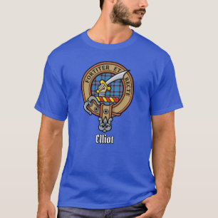 Cimier Clan Elliot sur T-Shirt Tartan antique