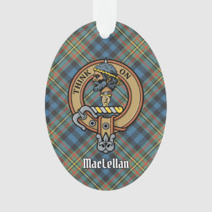 Cimier du clan MacLellan sur tartan ancien
