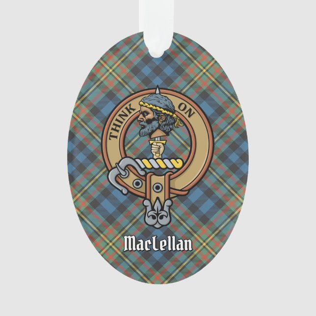 Cimier du clan MacLellan sur tartan ancien (devant)