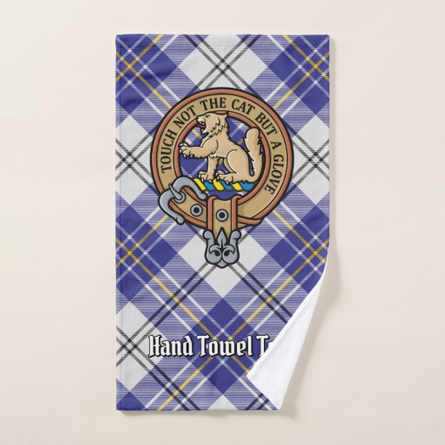 Cimier du clan MacPherson sur tartan bleu de robe (Serviette à main)