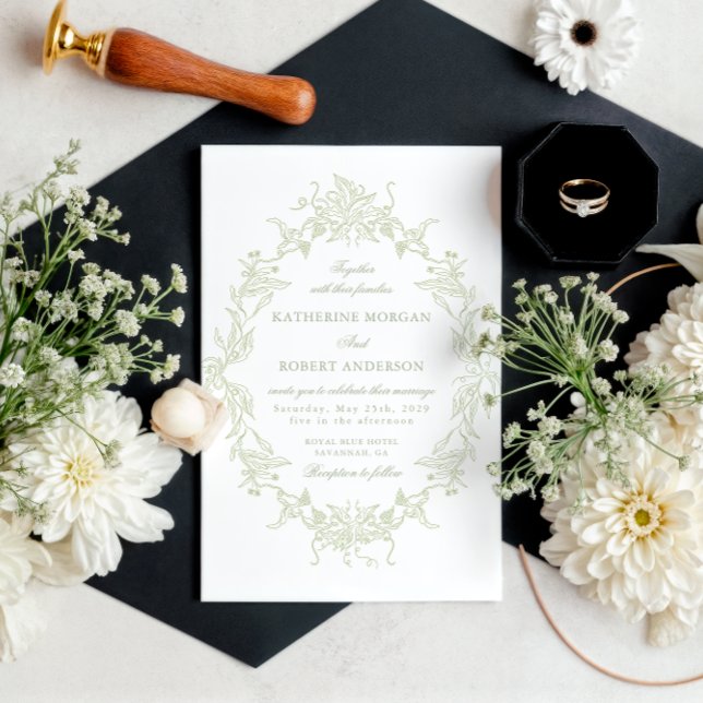 Cimier Floral Classique Élégant Mariage Invitation (Créateur téléchargé)