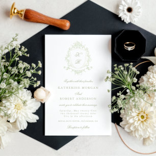 Cimier Floral Classique Élégant Mariage Invitation