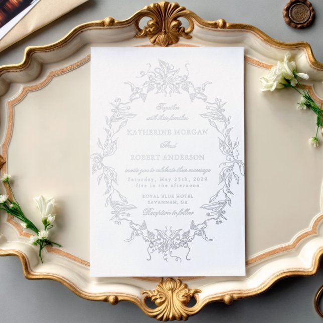Cimier Floral Classique Élégant Mariage Invitation (Créateur téléchargé)