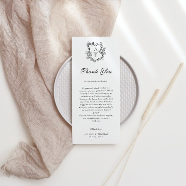 Cimier Floral Monogramme Mariage Merci Carte Place (Créateur téléchargé)