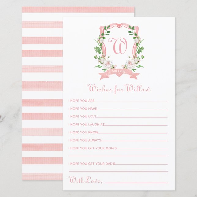 Cimier Floral Voeux pour bébé (Devant / Derrière)