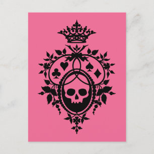 Cimier rose avec crâne et costumes Carte postale
