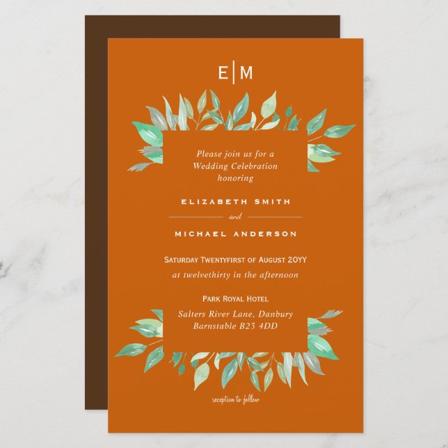 Cinammon Spice Budget Wedding Invite A9 (Devant / Derrière)