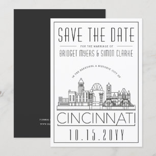Cincinnati Mariage Silhouette stylisée Carte de ra
