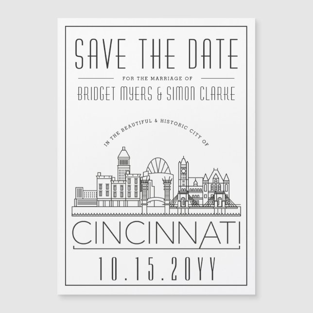 Cincinnati Mariage Silhouette stylisée Carte de ra (Devant)