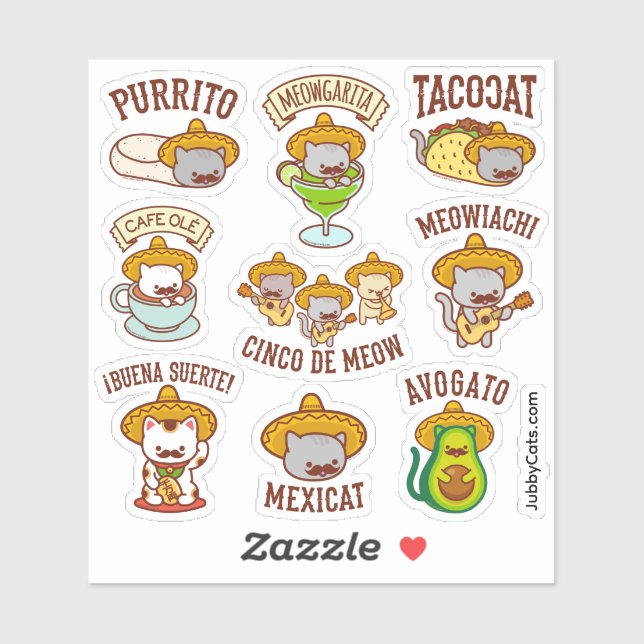 Cinco de Mayo - Cinco de Meow - Autocollants de ch (Feuille)