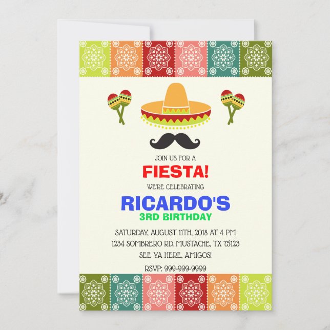CINCO DE MAYO FIESTA ANNIVERSAIRE INVITATION GARÇO (Devant)