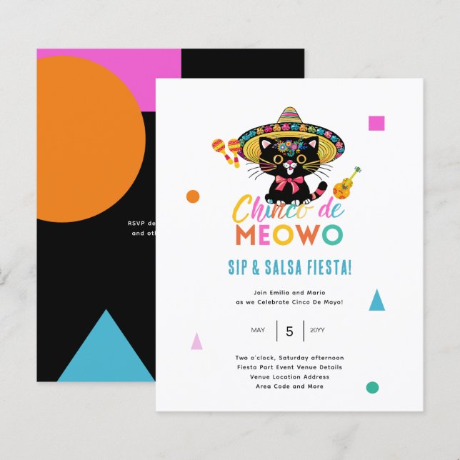 Cinco De Meowo Fun Fiesta 5 Mai Thème Chat (Devant / Derrière)