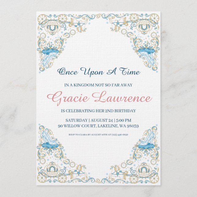 Cinderella princess birthday invitations (Devant)