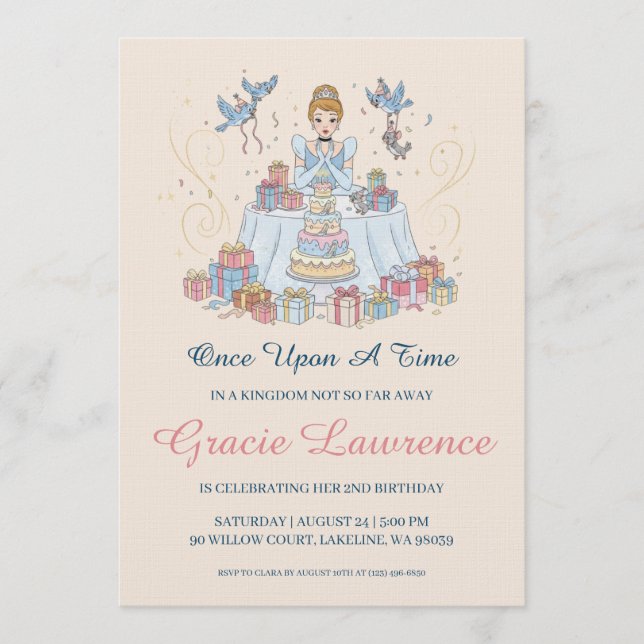 Cinderella princess birthday invitations (Devant)