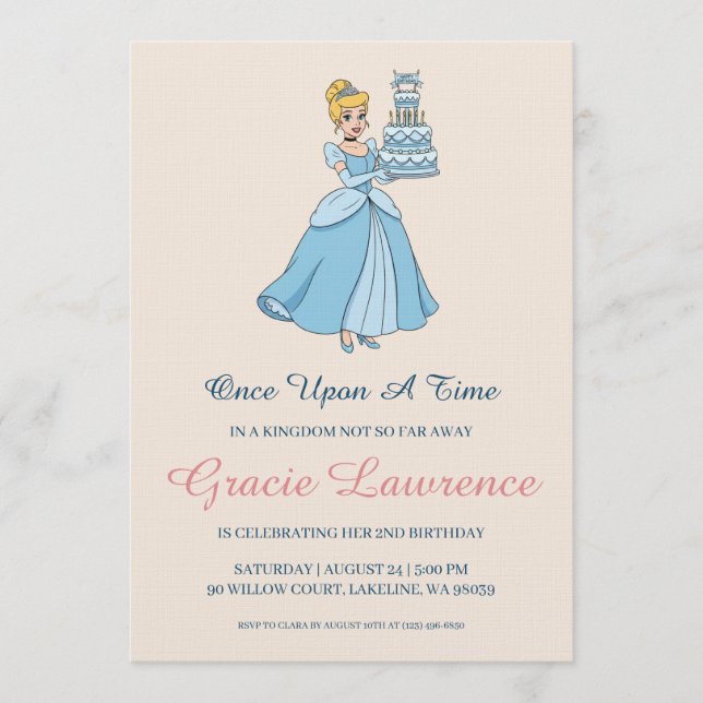 Cinderella princess birthday invitations (Devant)