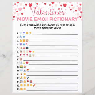 Cinéma de la Saint Valentin Emoji Pictionary Jeu