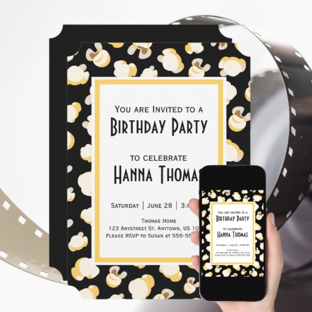 Cinéma Popcorn Thème Anniversaire Invitation (Créateur téléchargé)