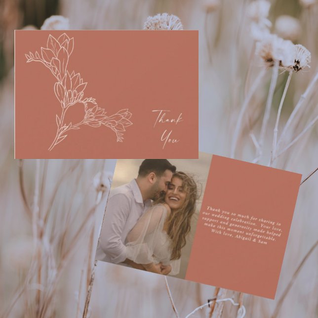 Cinnamon Moderne Floral Photo Mariage Merci (Créateur téléchargé)