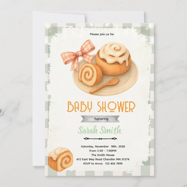 Cinnamon Roll party theme invitation (Devant)