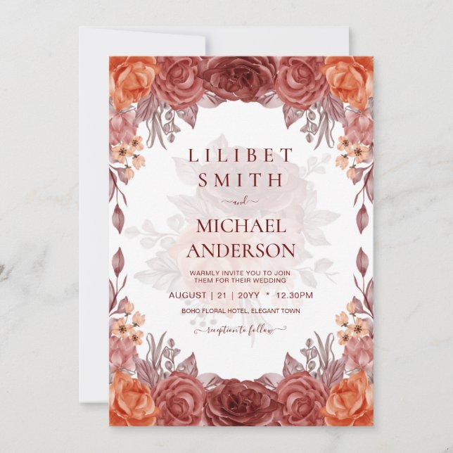 Cinnamon Terracotta TOMBE Floral MARIAGE (Devant)