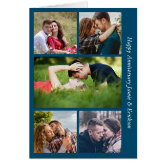 Cinq Anniversaire photo Carte bleue Turquoise