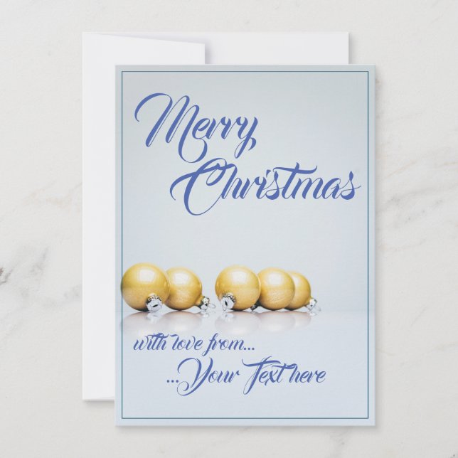 Cinq boules dorées de Noël - écriture bleue (Devant)