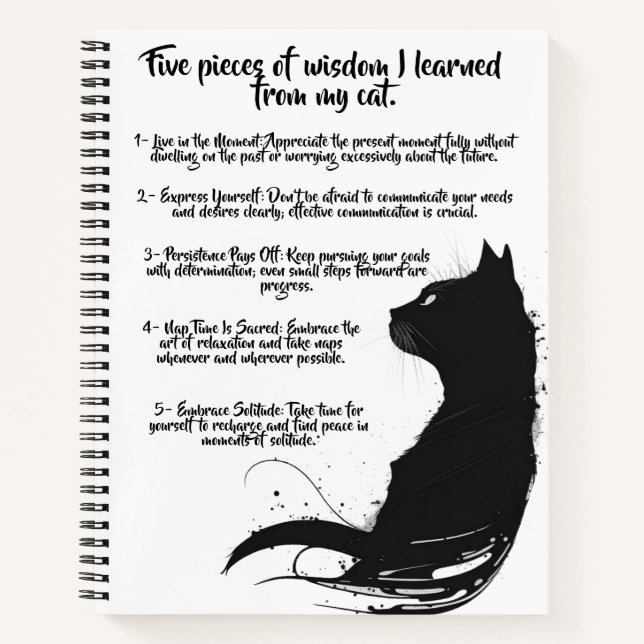Cinq chats Wisdom Black Cat Design Carnet spiral (Devant)