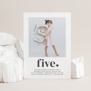 Cinq Coeurs - Photo Carré Invitation Anniversaire