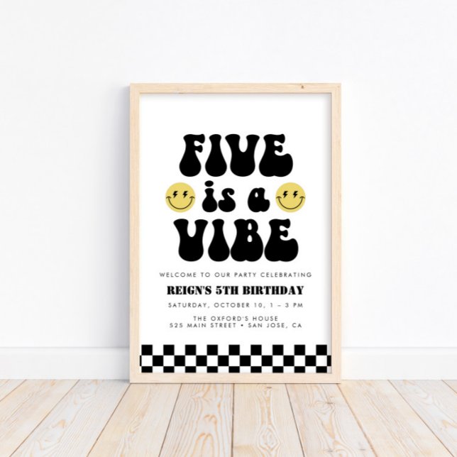 Cinq est une Vibe | Boys 5th Birthday Affiche de b (Créateur téléchargé)