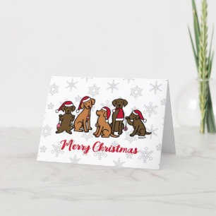 Cinq Labradors Carte de Noël de Fêtes