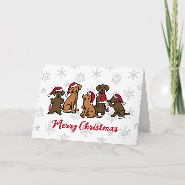 Cinq Labradors Carte de Noël de Fêtes (Devant)