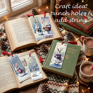 Cinq marque-pages de Noël en forme de lapins de ne