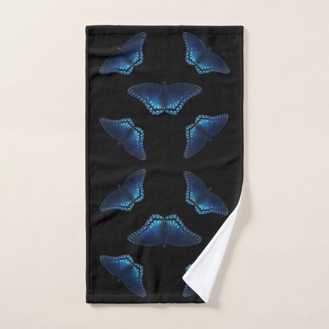 Cinq papillons bleus motif (Serviette à main)