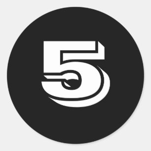 Cinq petits stickers ronds de numéro noir par Jan